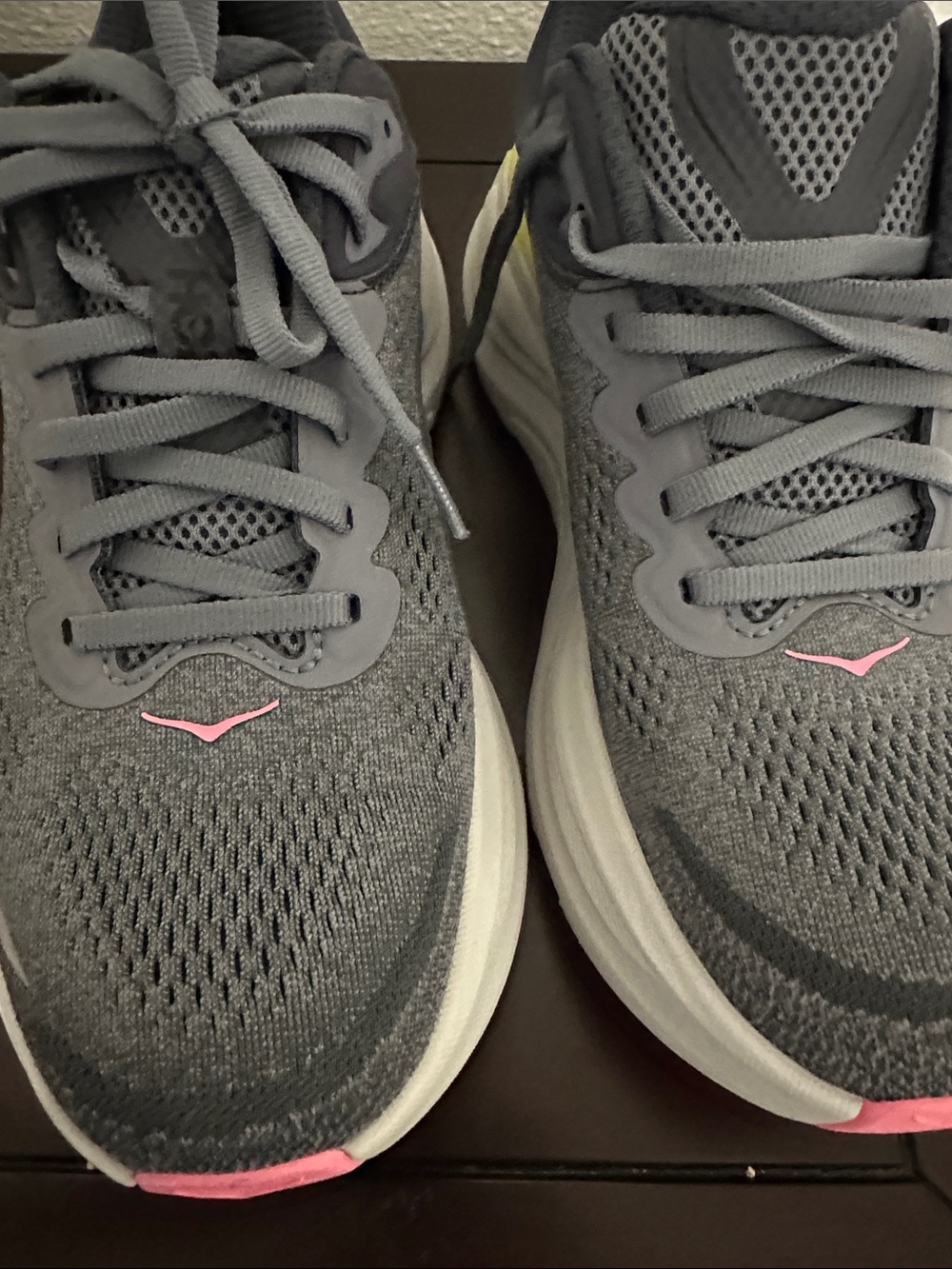 Hoka Bondi Women's Gray and Yellow Athletic Running Shoes - Picture 7 of 7